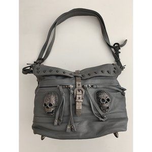 Thomas Wylde - Grey Leather Skull Studded Bag